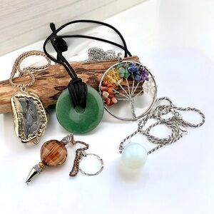 Healing Crystal Gemstone Necklace & Pendulum Bundle